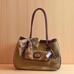 Etienne Aigner Neutral Woven Shoulder Bag
